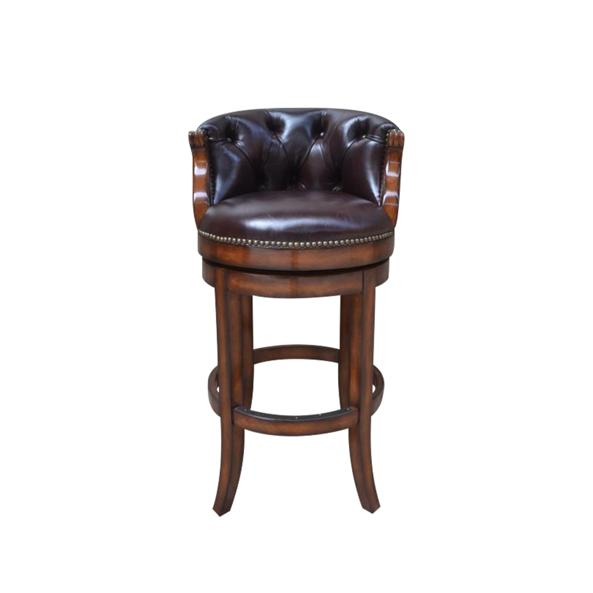 美式风格 桃花芯全实木仿真油腊皮吧椅myd-xm-by901-afy